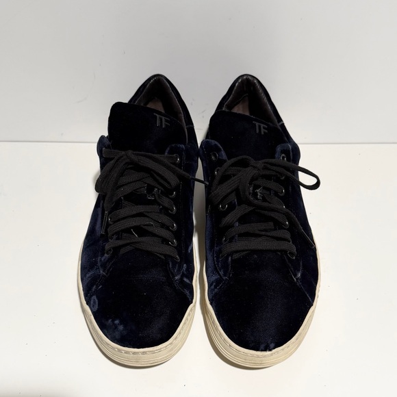 Men's Blue Tom Ford Velvet Sneakers - Picture 2 of 9
